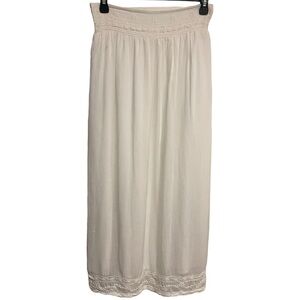 ZARA Maxi Shirt Crinkle Chiffon Pull On Embroidered Waist/Hem Lined Size Small